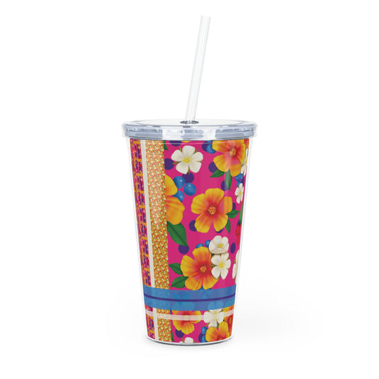 Summer Seaside Escape Plastic Tumbler with Straw