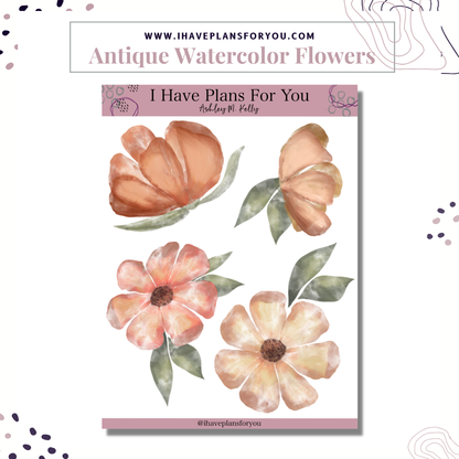 Antique Florals Coffee and Heart Sticker Set