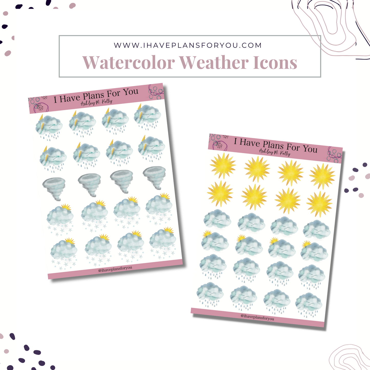 Watercolor Weather Icon Stickers