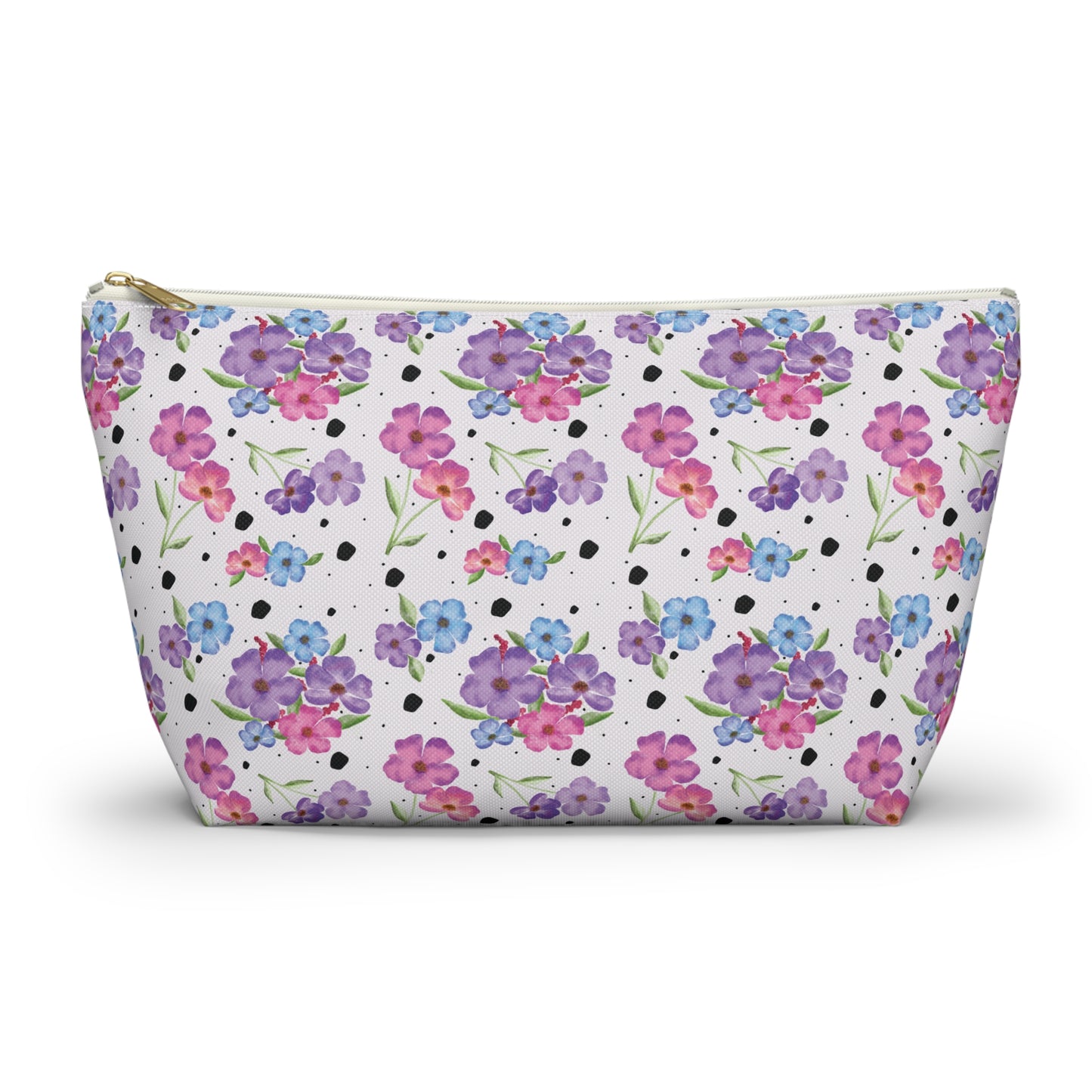 Spring Watercolor Floral Accessory Pouch w T-bottom