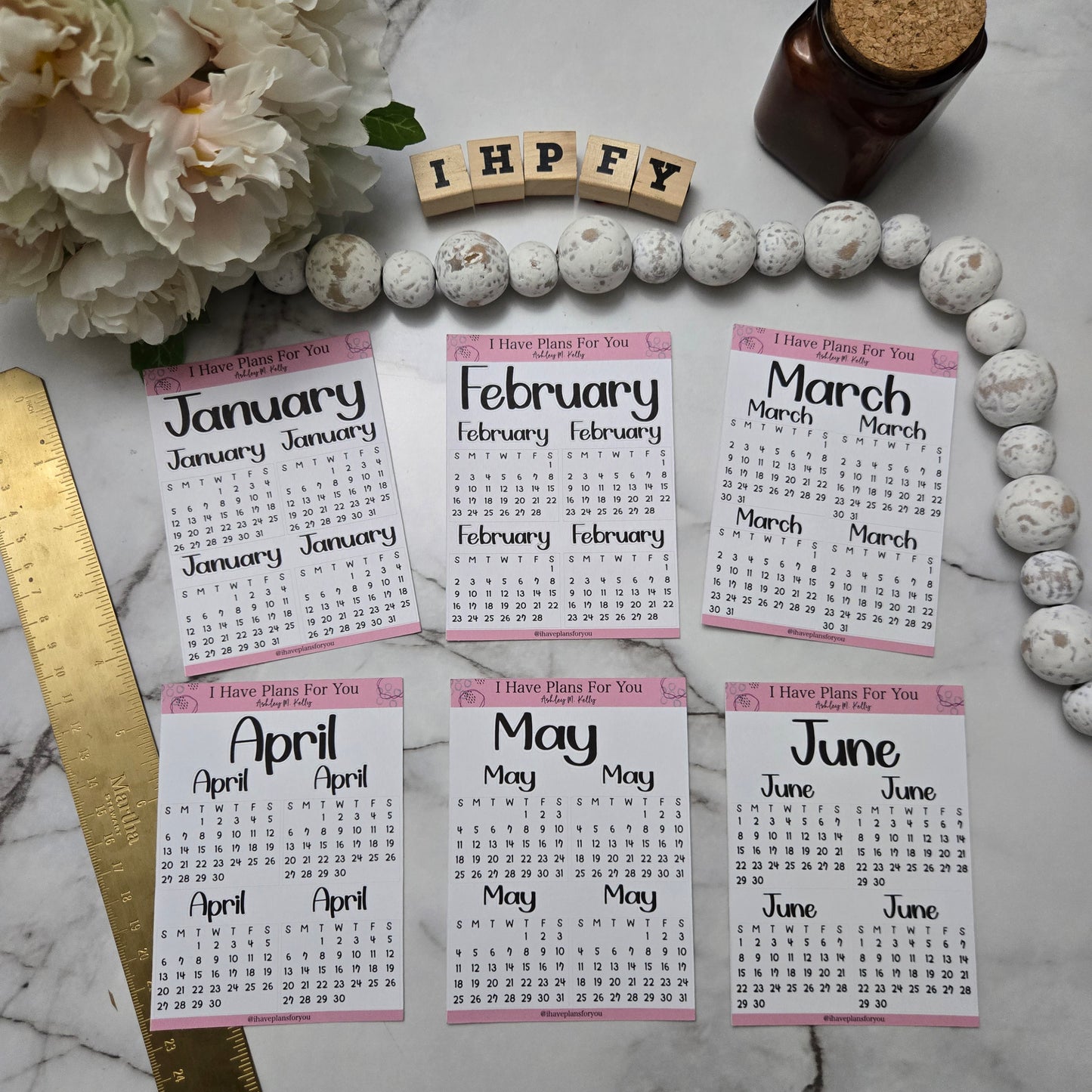 2025 Monthly Calendar Stickers January - June