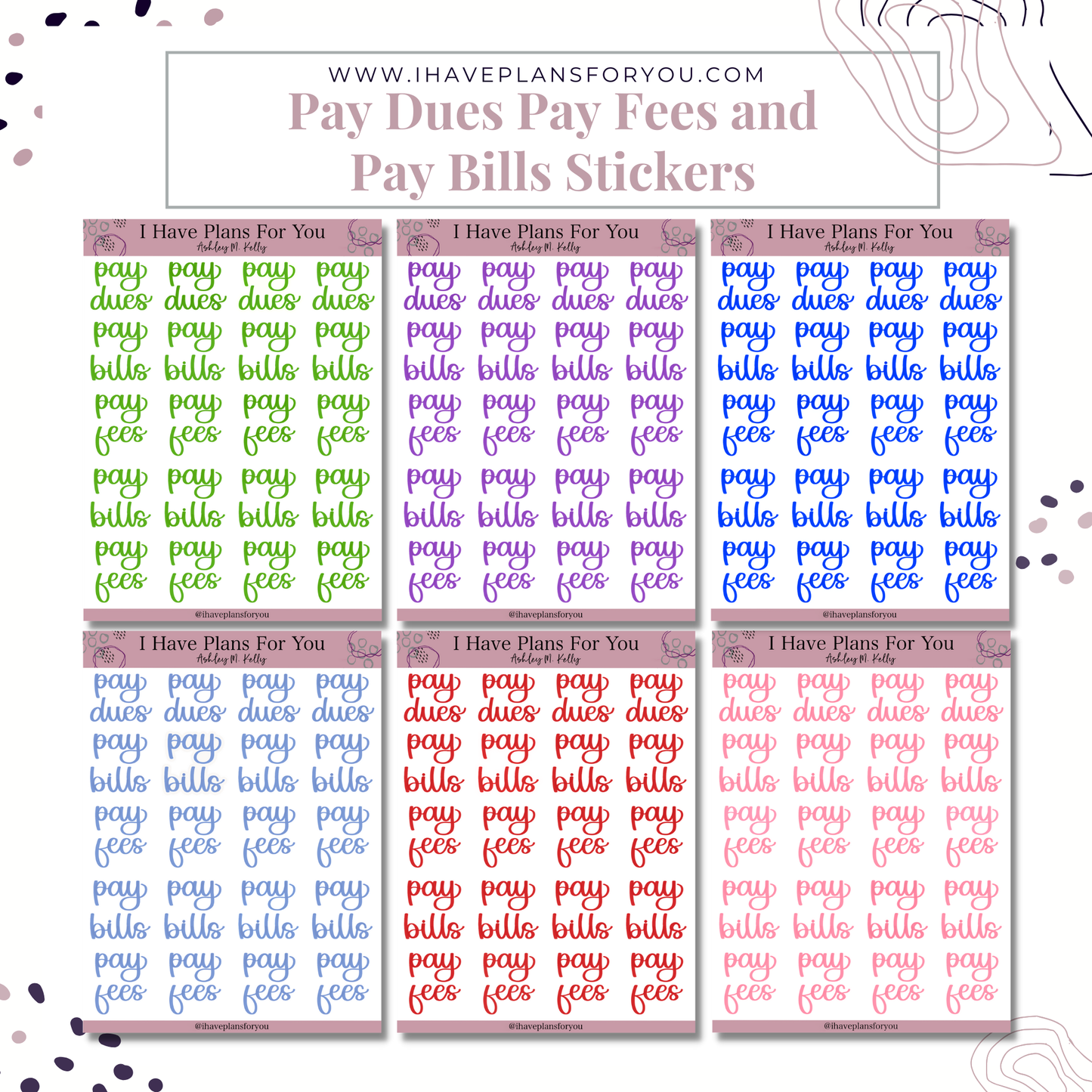 Pay Dues Pay Fees Pay Bills Stickers