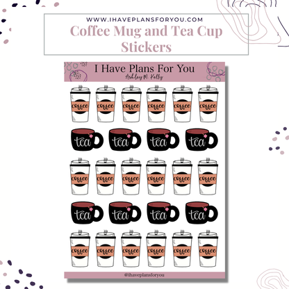 Coffee Cup and Tea Mug Sticker Set