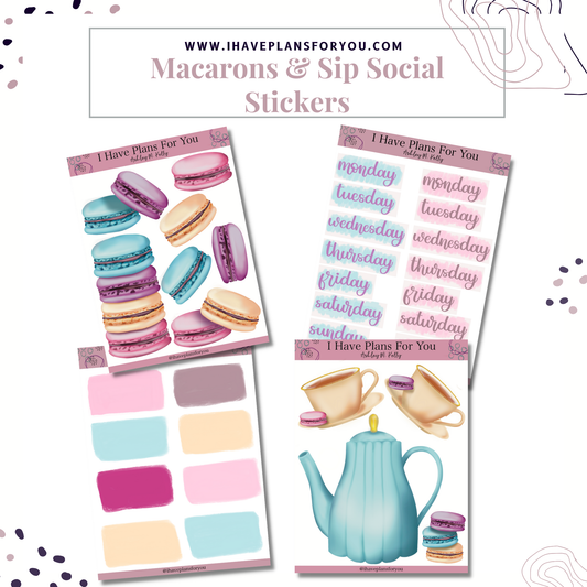 Macaron and Sip Social Sticker Set