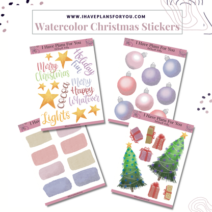 Watercolor Christmas Sticker Set