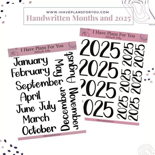 2025 Year and Months Sticker Set