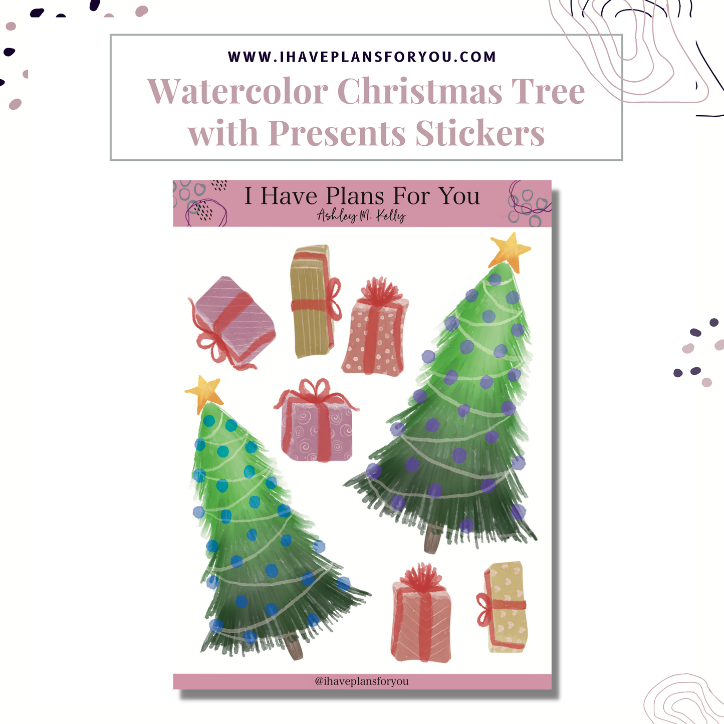 Watercolor Christmas Sticker Set