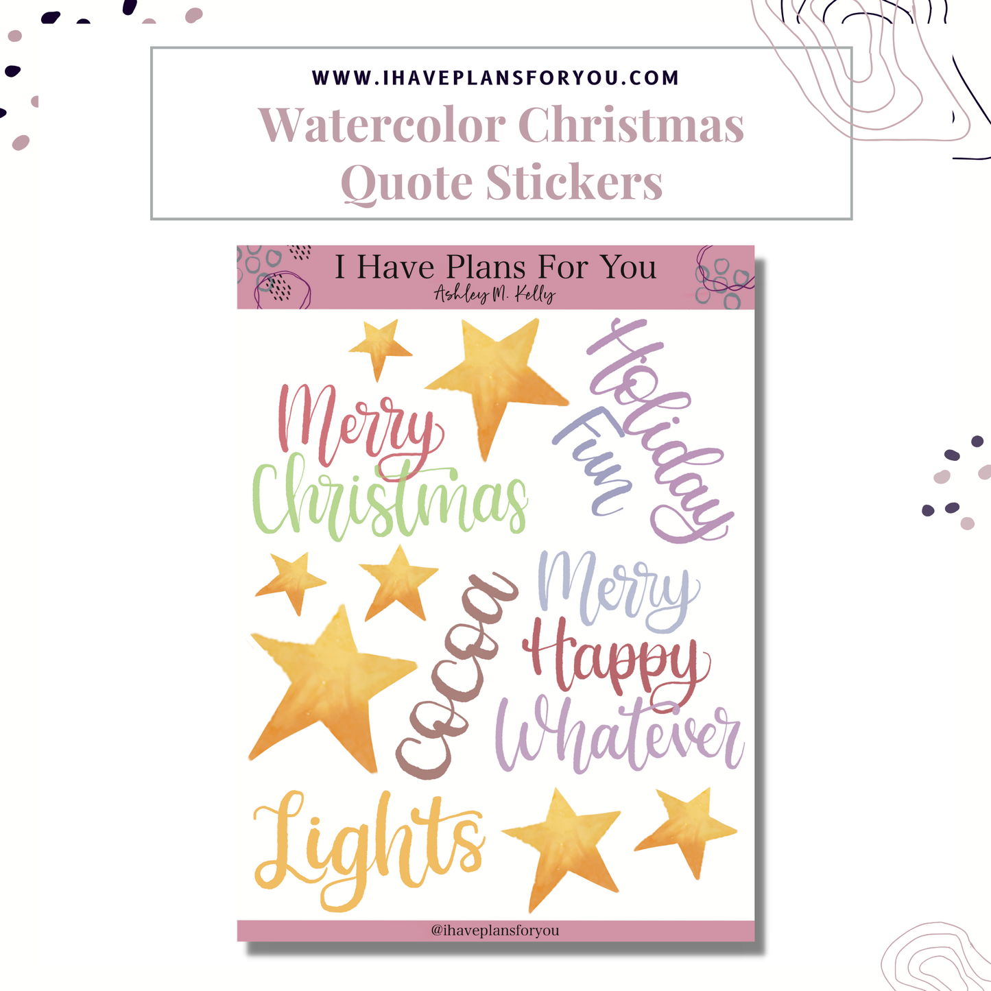 Watercolor Christmas Sticker Set