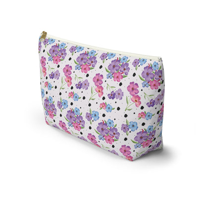 Spring Watercolor Floral Accessory Pouch w T-bottom