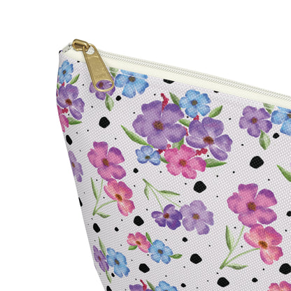 Spring Watercolor Floral Accessory Pouch w T-bottom