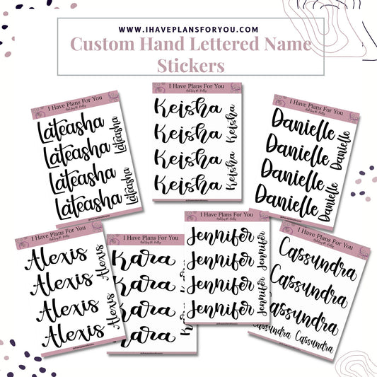 Custom Hand Lettered Name Sticker Sheet