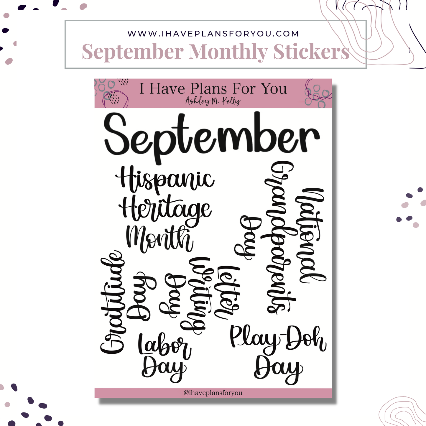 Monthly Holiday Stickers July - December Set