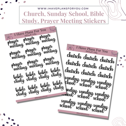 Church, Sunday School, Prayer Sticker Set