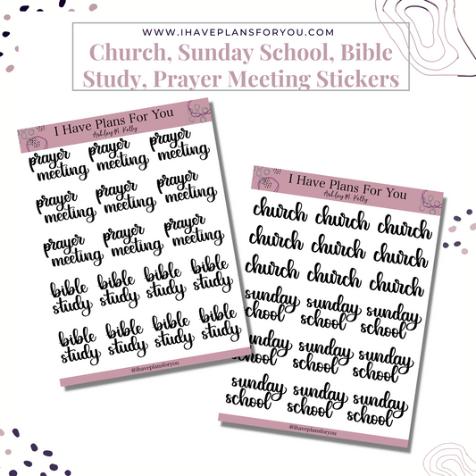 Church, Sunday School, Prayer Sticker Set