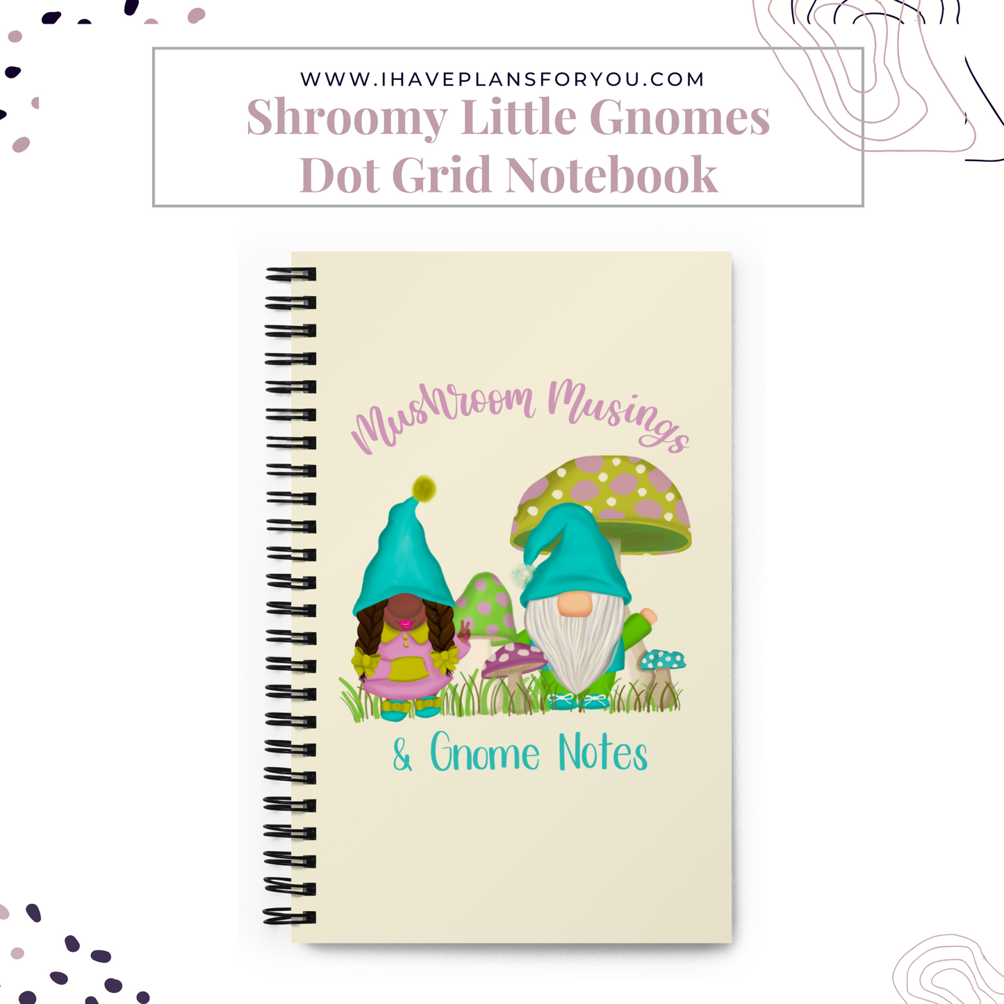 Shroomy Little Mushrooms Dot Grid Notebook