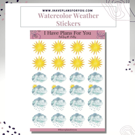 Watercolor Weather Icon Stickers