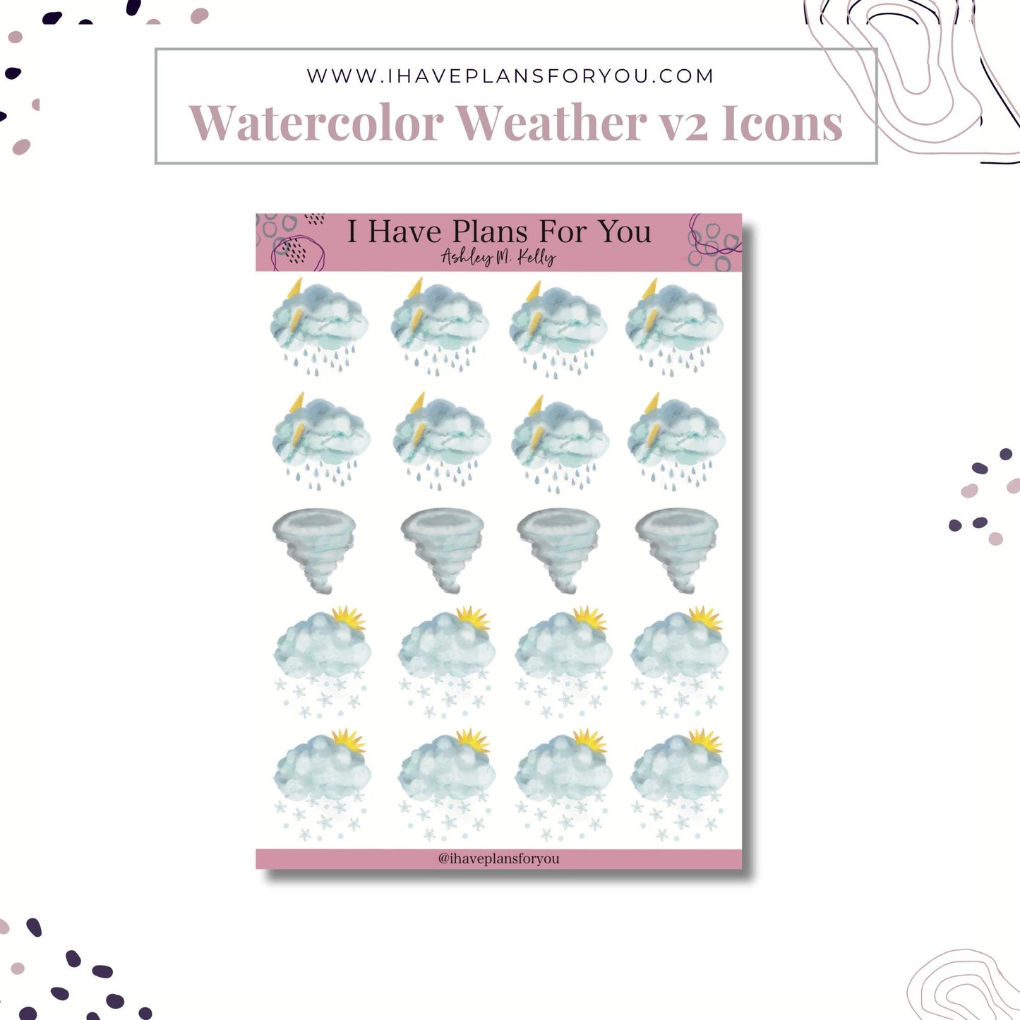 Watercolor Weather Icon Stickers