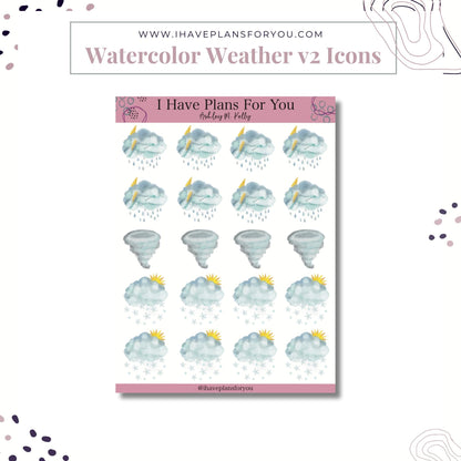 Watercolor Weather Icon Stickers