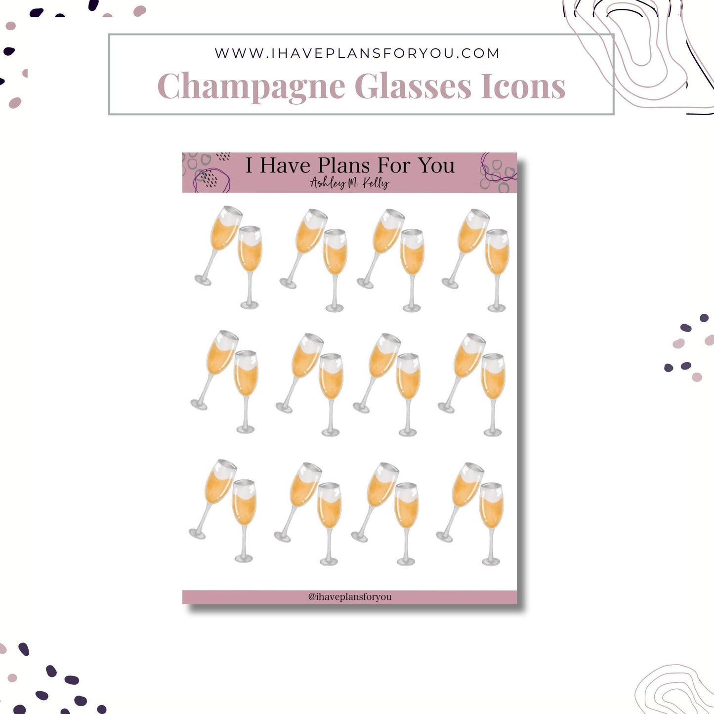 Celebration Icon Stickers - Champagne & Presents