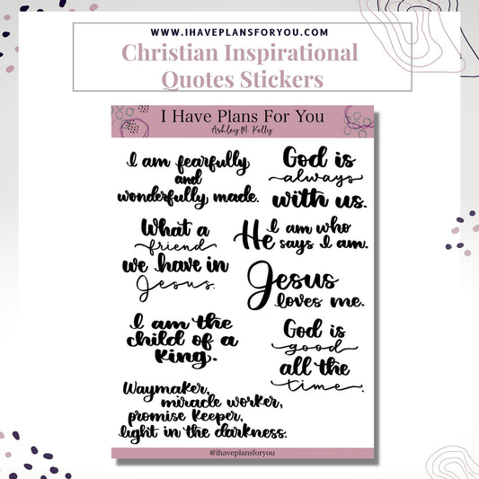 Christian Inspirational Quote Stickers - Planner Stickers