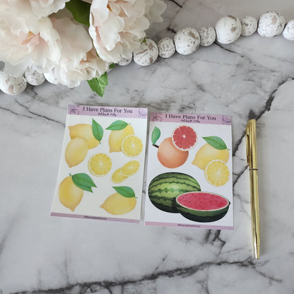 Bright Yellow Lemon Fruit Stickers for Planners, Paper Crafting and Scrapbooking